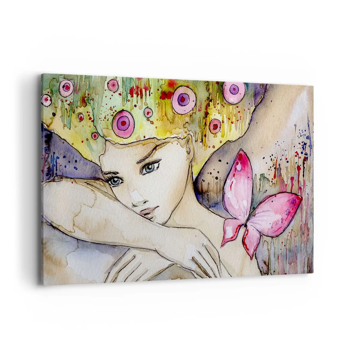 Canvastavla - Bild på duk - fjärilprincessa - 120x80 cm