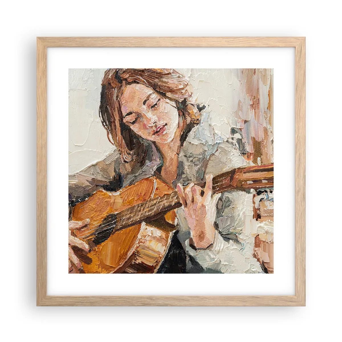 Affisch i ram av ljusek - Konsert för gitarr och en flickas hjärta - 40x40 cm