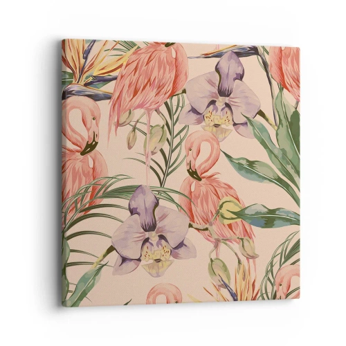 Canvastavla - Bild på duk - Rosa balett i blommor - 40x40 cm