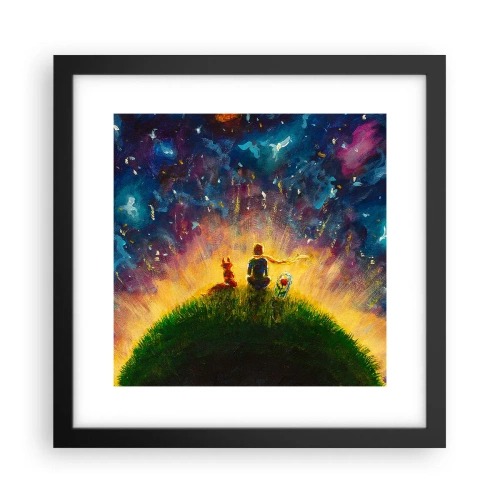 Affisch i svart ram - Kärlek och vänskap - hela världen - 30x30 cm