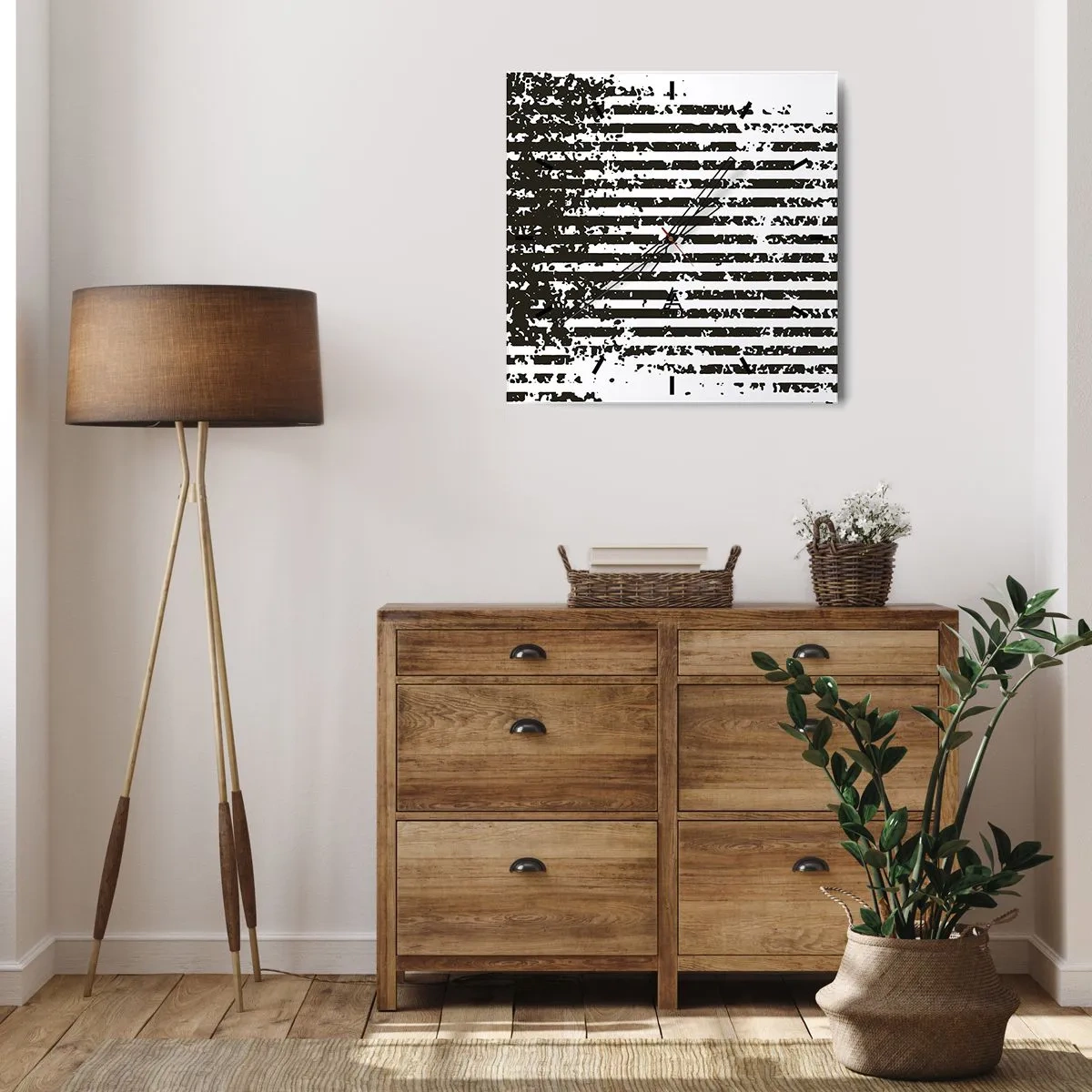 Väggklocka - Klocka på glas - Rytm och brus - 40x40 cm