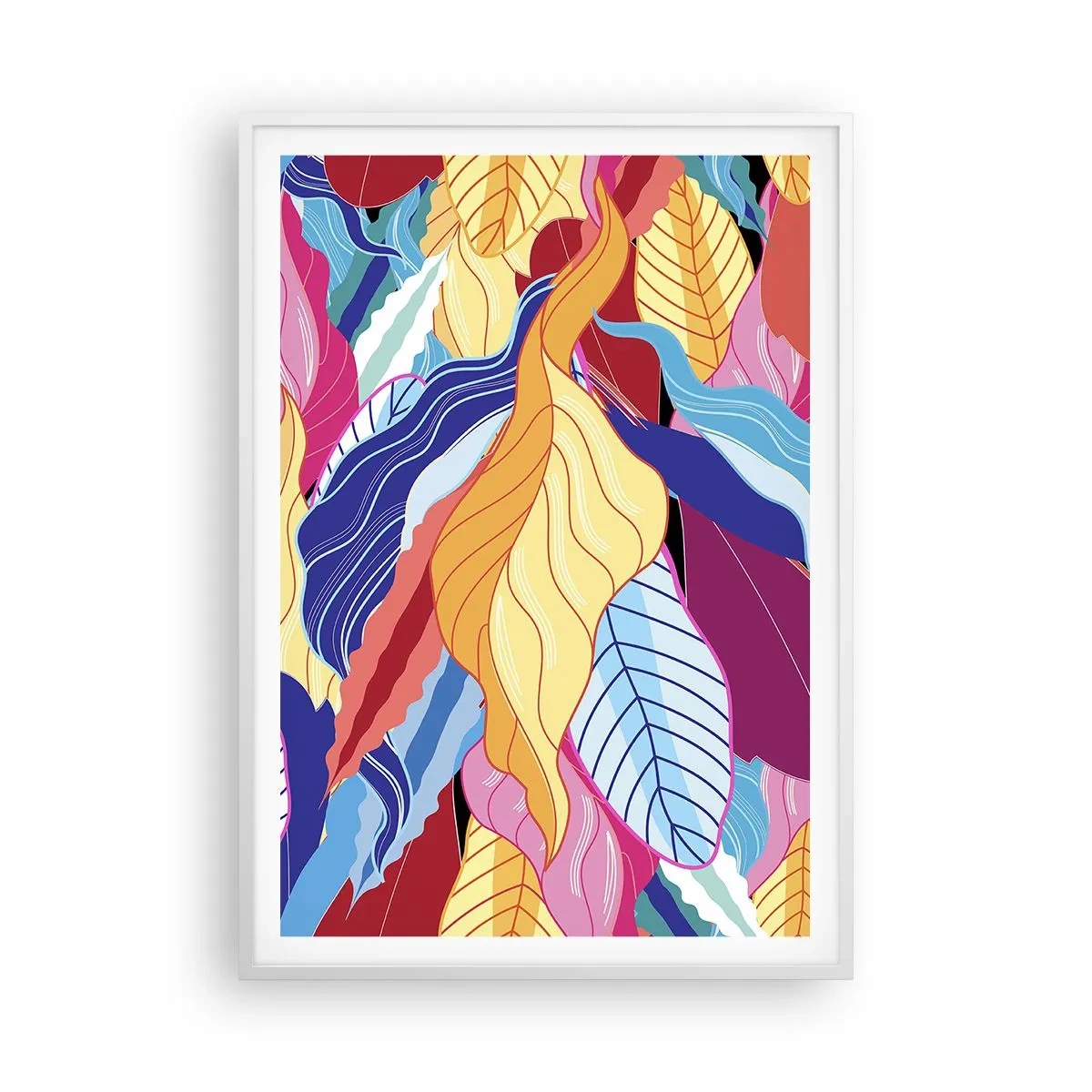 Affisch i vit ram - Färgglad röra - 70x100 cm