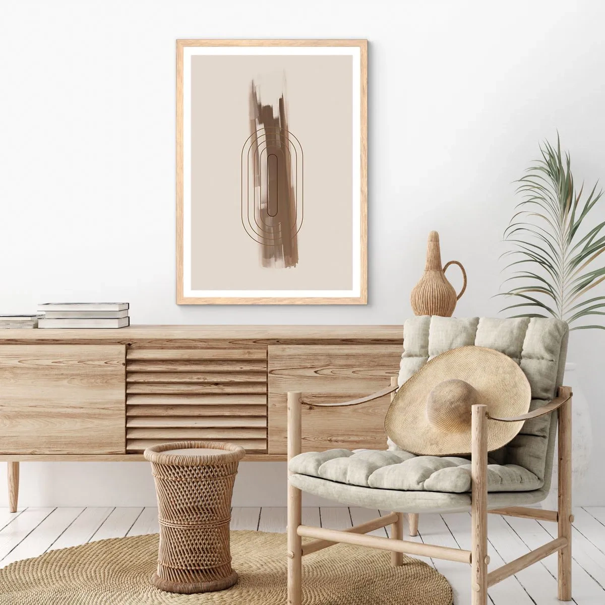 Affisch i ram av ljusek - Grå blåst - 70x100 cm