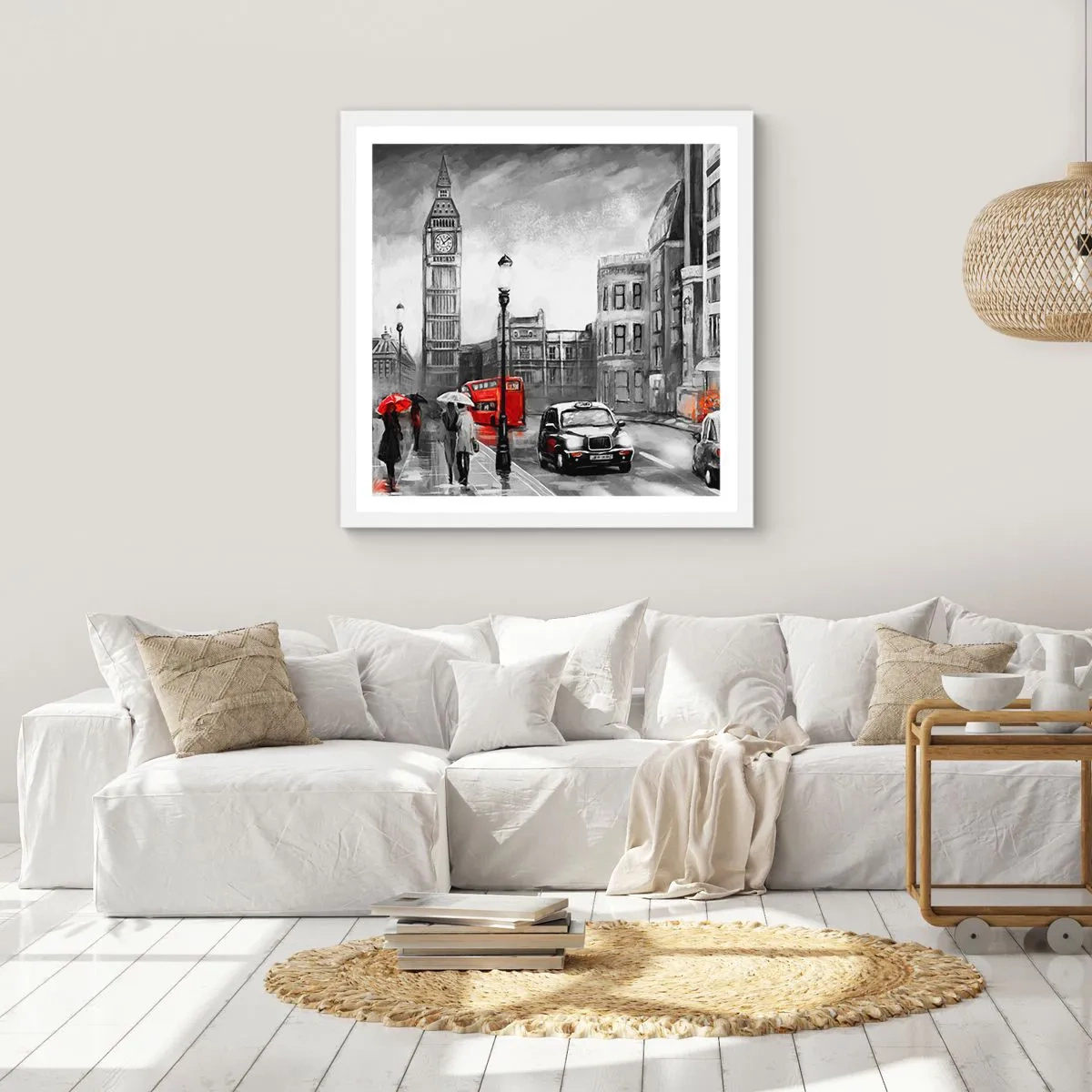 Affisch i vit ram - Inte alls en grå stad - 50x50 cm