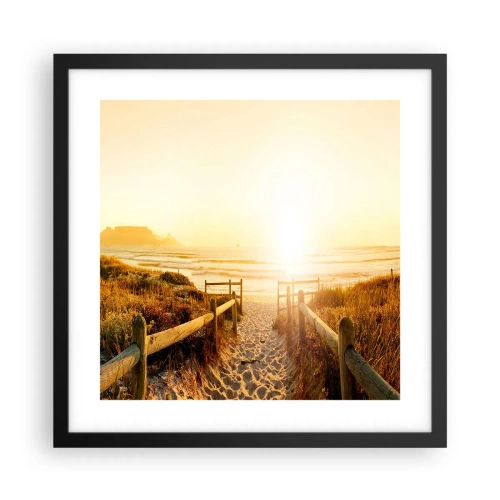 Affisch i svart ram - Genom sanddynan mot solen - 40x40 cm