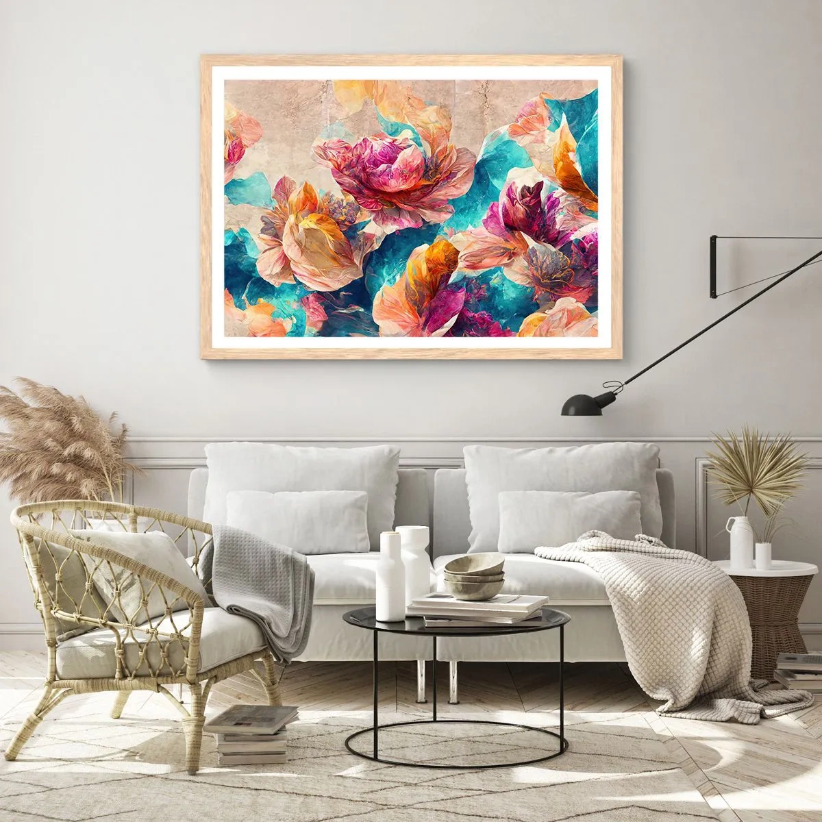 Affisch i ram av ljusek - Den färgsprakande prakten hos en bukett - 50x40 cm