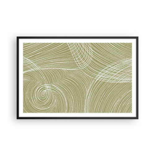 Affisch i svart ram - Intrikat abstraktion i vitt - 91x61 cm