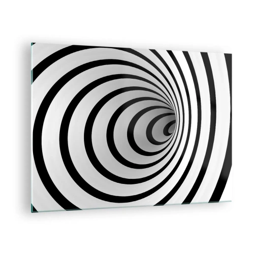 Glastavla - Bild på glas - Abstrakt spiralmönster i svart och vitt - 70x50cm - Kan du inte motstå? - Modern väggdekoration för vardagsrum och sovrum ARTTOR