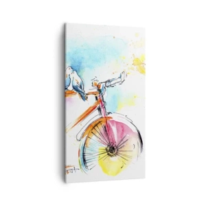 Canvastavla - Bild på duk - Två på cykel - 45x80 cm