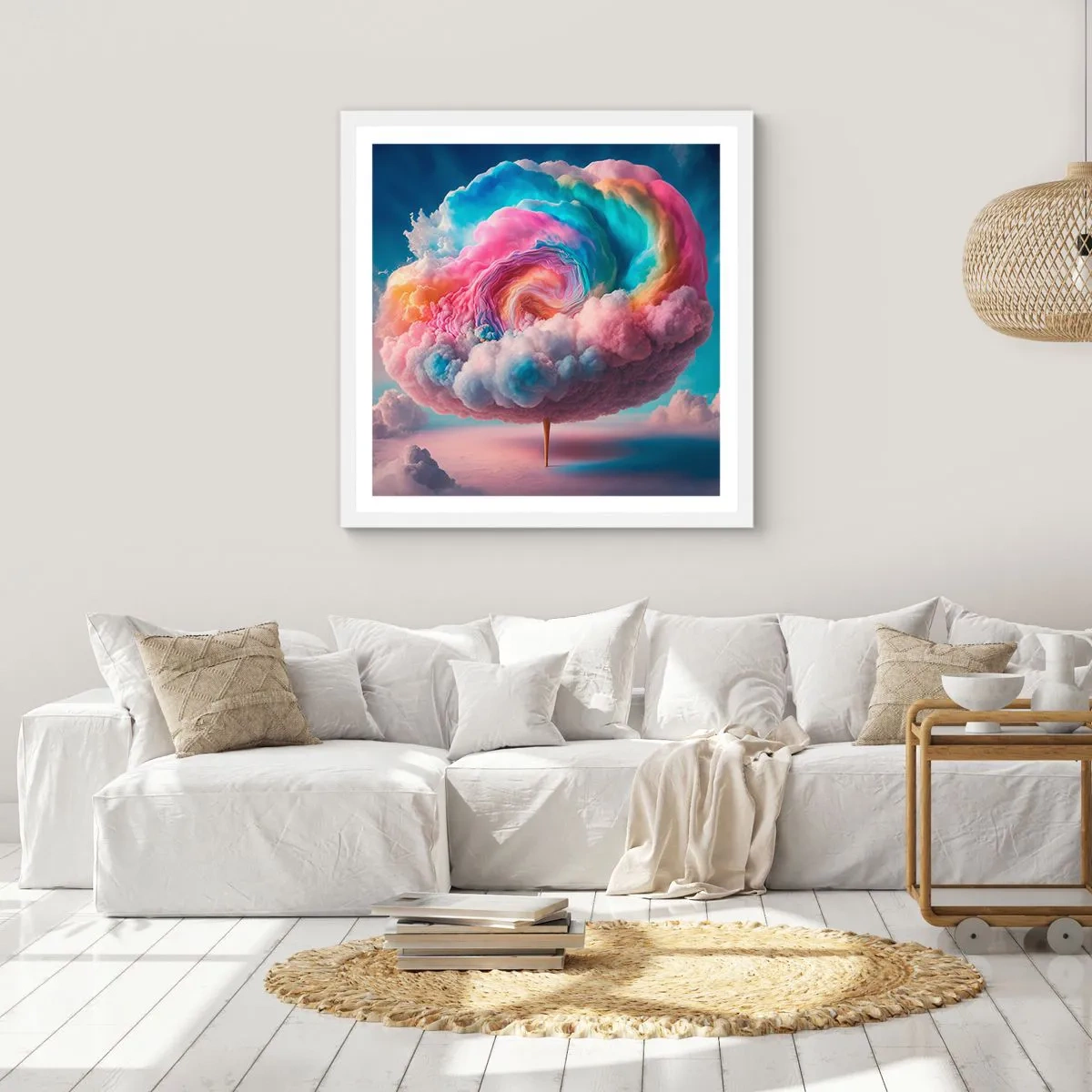 Affisch i vit ram - En dröm om en nöjespark - 60x60 cm