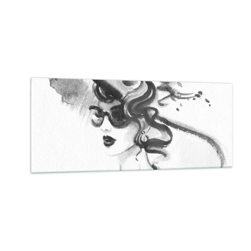 Glastavla - Bild på glas - Dam med karaktär - 100x40 cm