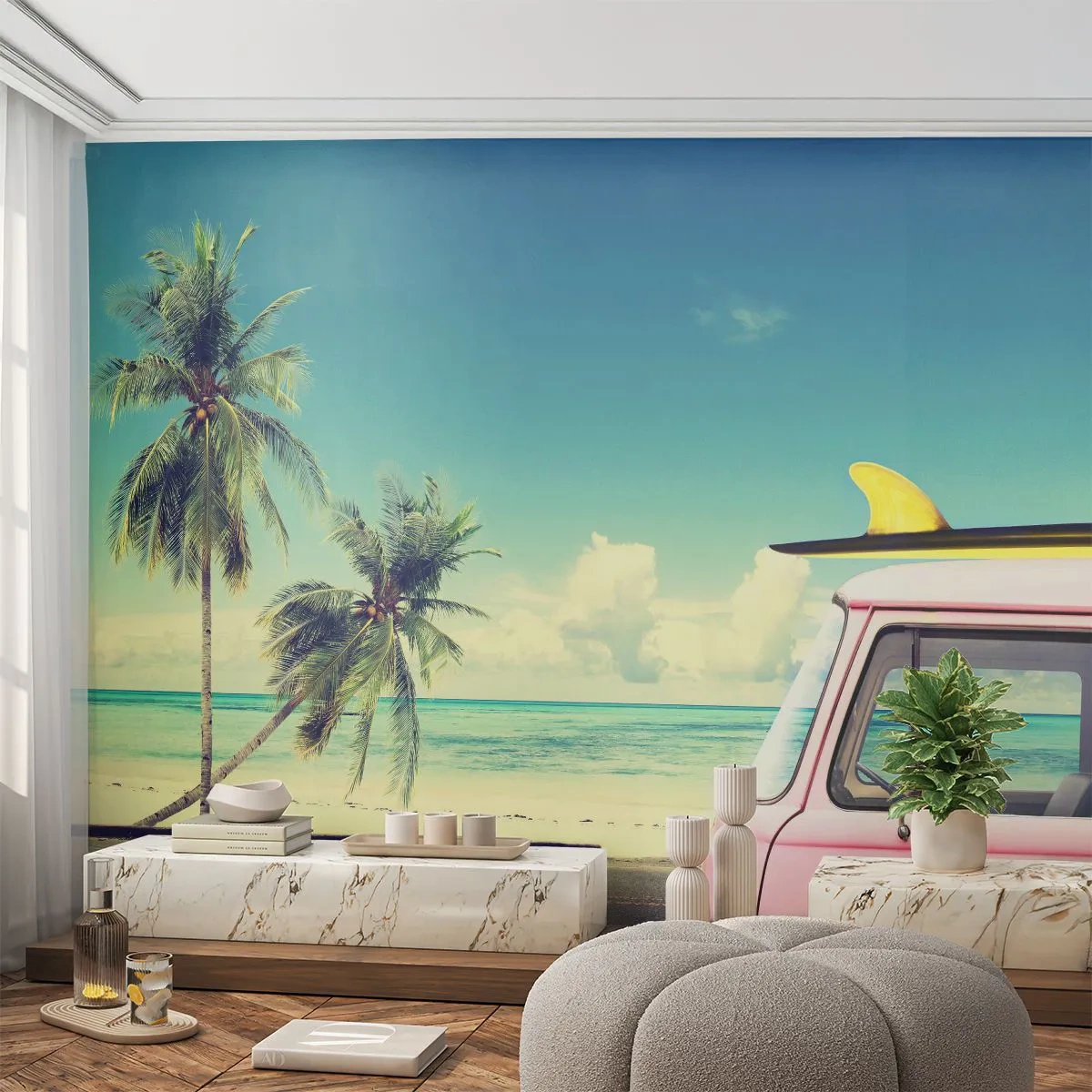 Fototapet Premium Canvas - Dags att börja semester - Landskap, Strand, Surfing - 250x175 cm