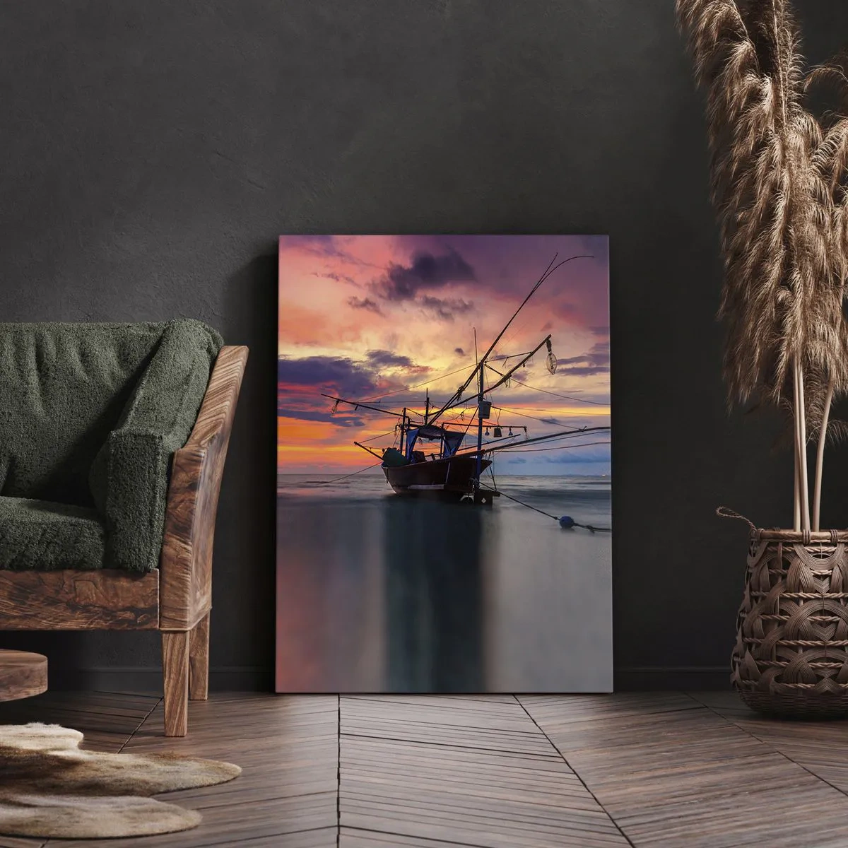 Canvastavla - Bild på duk - Exotisk kväll - 65x120 cm