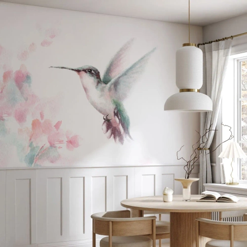 Fototapet Premium Canvas - Fångad flaxande - Kolibri, Fågel, Bit - 450x315 cm