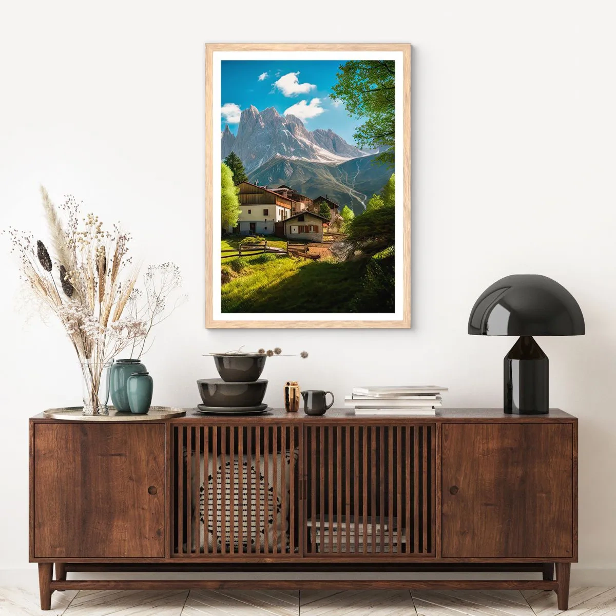 Affisch i ram av ljusek - Alpin idyll - 50x70 cm
