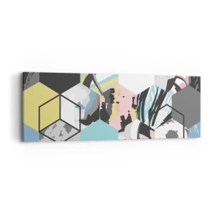 Canvastavla - Bild på duk - Sexkanter och kuber i sex färger - 90x30 cm