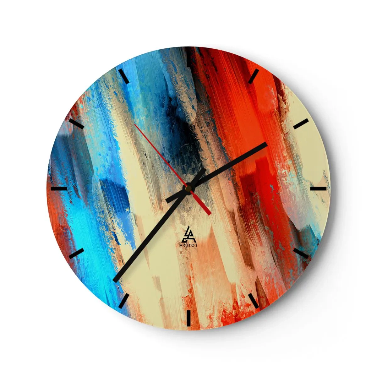 Väggklocka - Klocka på glas - Färgkaskad - 30x30 cm