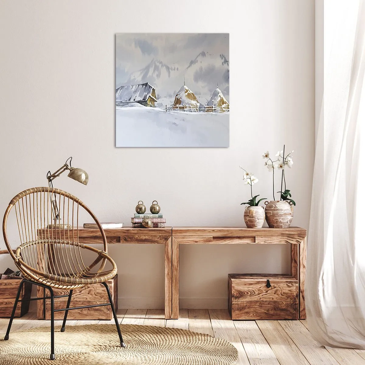 Canvastavla - Bild på duk - I snödalen - 30x30 cm