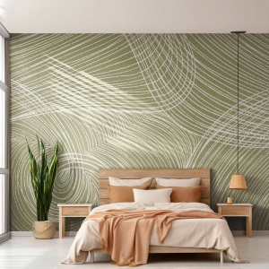Självhäftande Fototapet Deluxe Sticker - Intrikat abstraktion i vitt - Boho, Minimalism, Bit - 150x105 cm