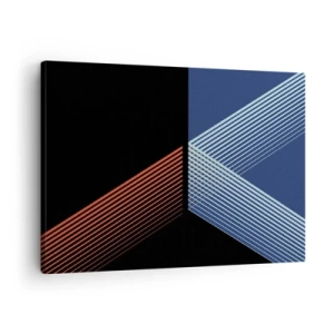 Canvastavla - Bild på duk - Geometriska linjer i nyanser av rött och blått - 70x50cm - Enkel historia - Modern väggdekoration för vardagsrum och sovrum ARTTOR