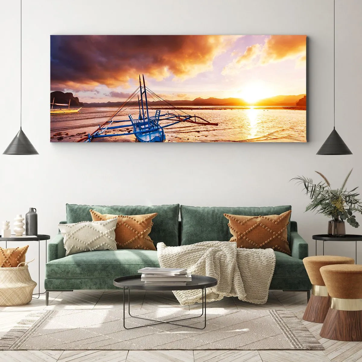 Canvastavla - Bild på duk - Lägga sig på sanden efter hela dan - 90x30 cm