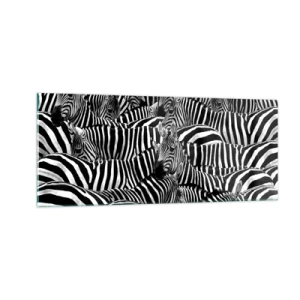 Glastavla - Bild på glas - Randig grupporträtt - 100x40 cm