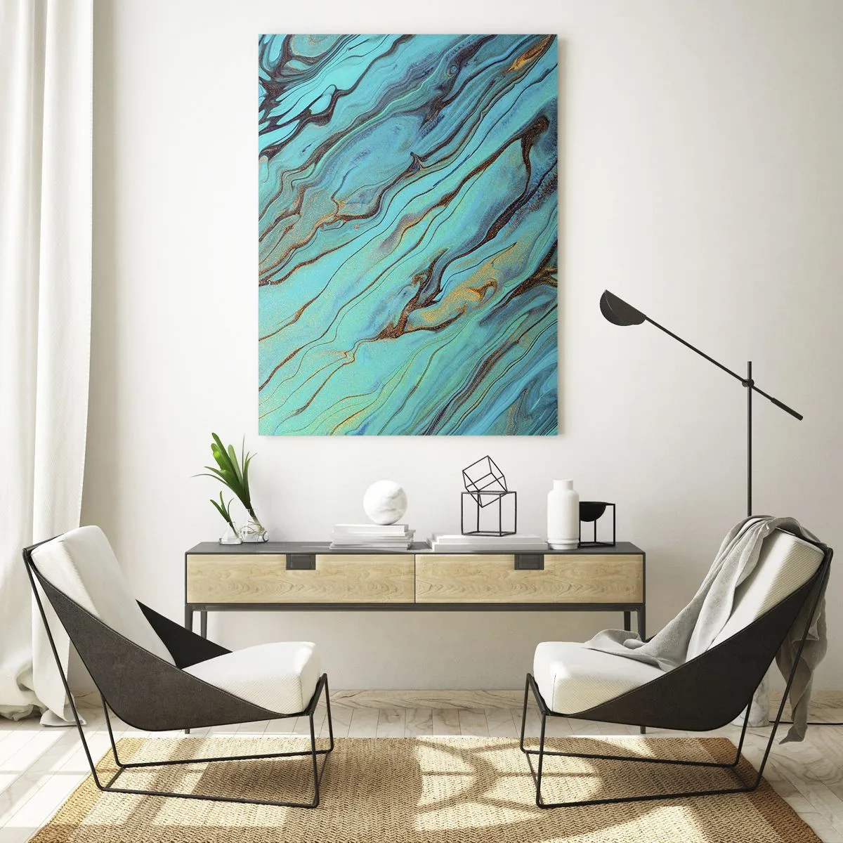 Glastavla - Bild på glas - Turkost tidvatten - 80x120 cm