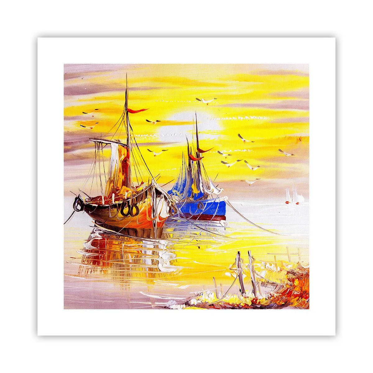 Affisch - Välförtjänt vila i hamnen - 40x40 cm
