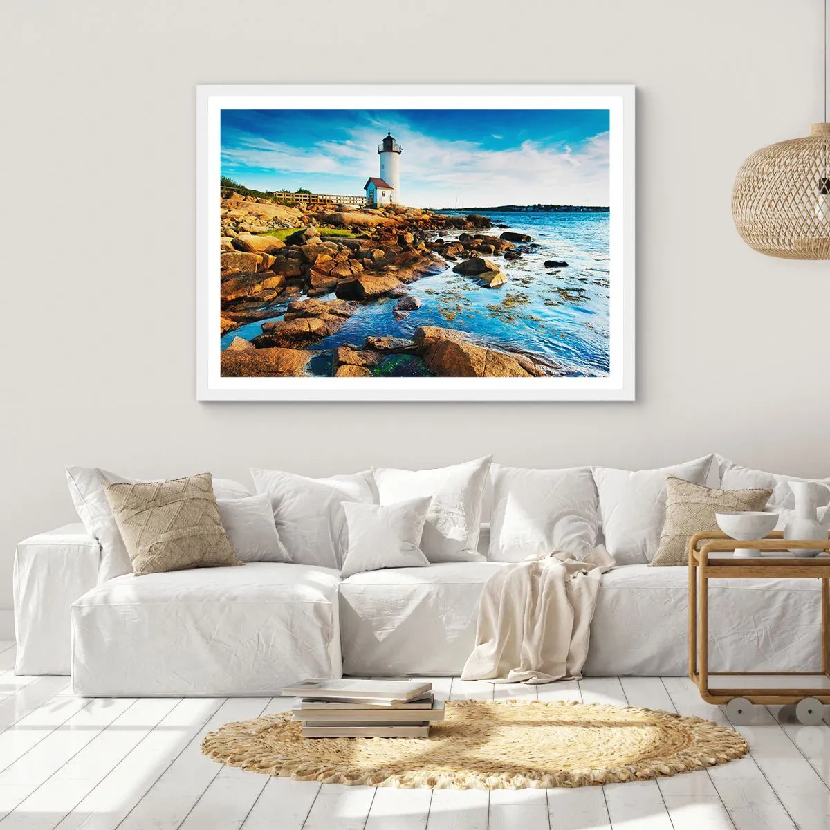 Affisch i vit ram - Kom lyckligt tillbaka, jag väntar - 100x70 cm