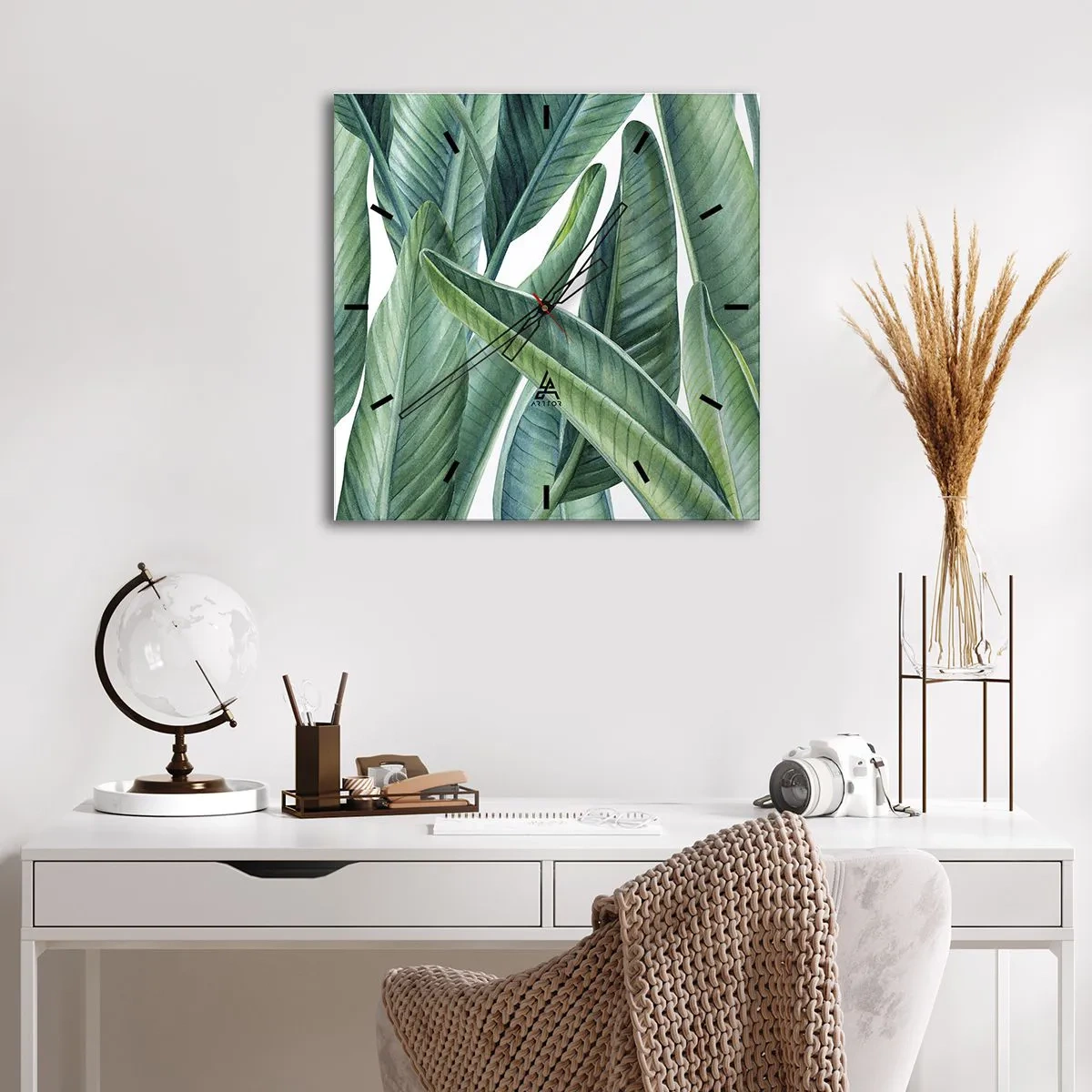 Väggklocka - Klocka på glas - Grönskan i sig själv - 40x40 cm