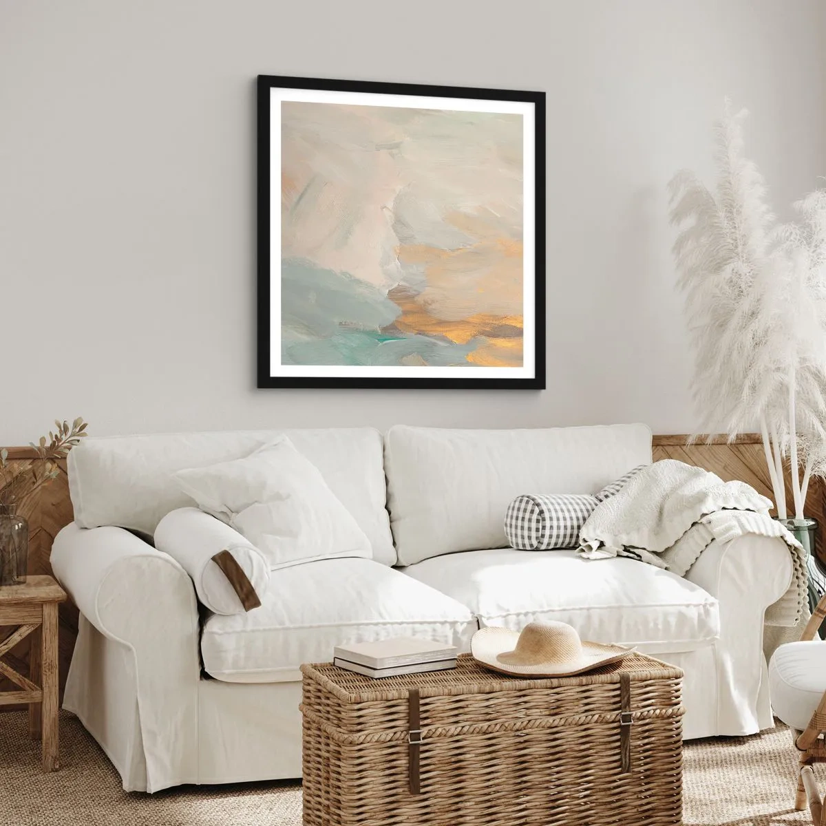 Affisch i svart ram - Abstraktion - ett land av mildhet - 60x60 cm