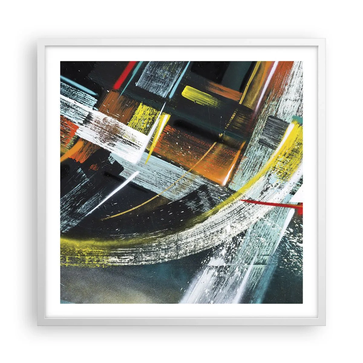 Affisch i vit ram - Rörelsens energi - 60x60 cm