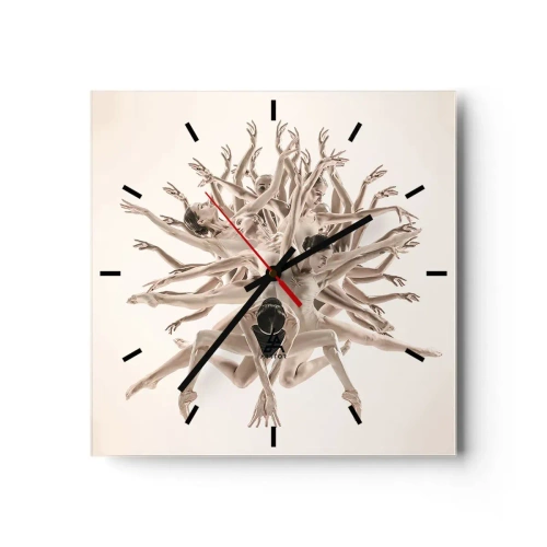 Väggklocka - Klocka på glas - Blommar i dansen - 40x40 cm