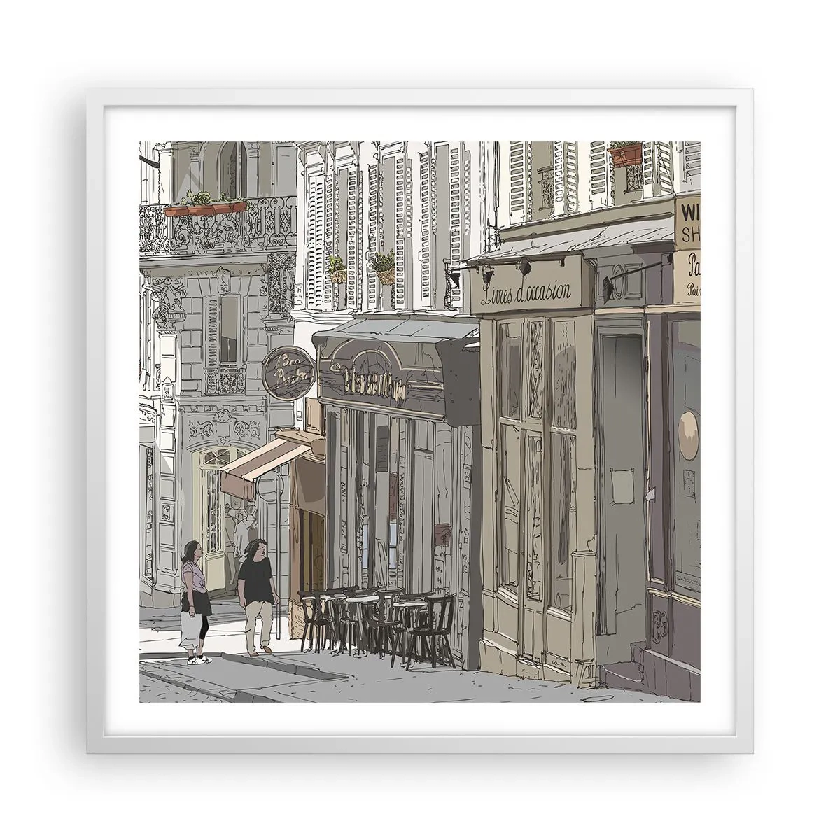 Affisch i vit ram - Stadens nöjen - 60x60 cm