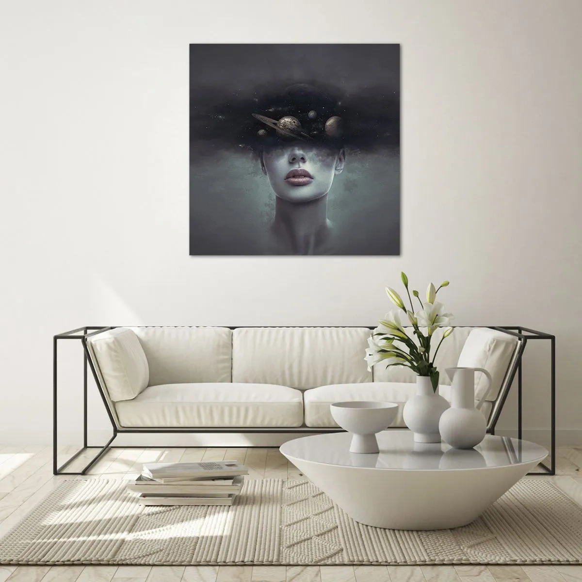 Glastavla - Bild på glas - Och planeterna blir galna... - 70x70 cm