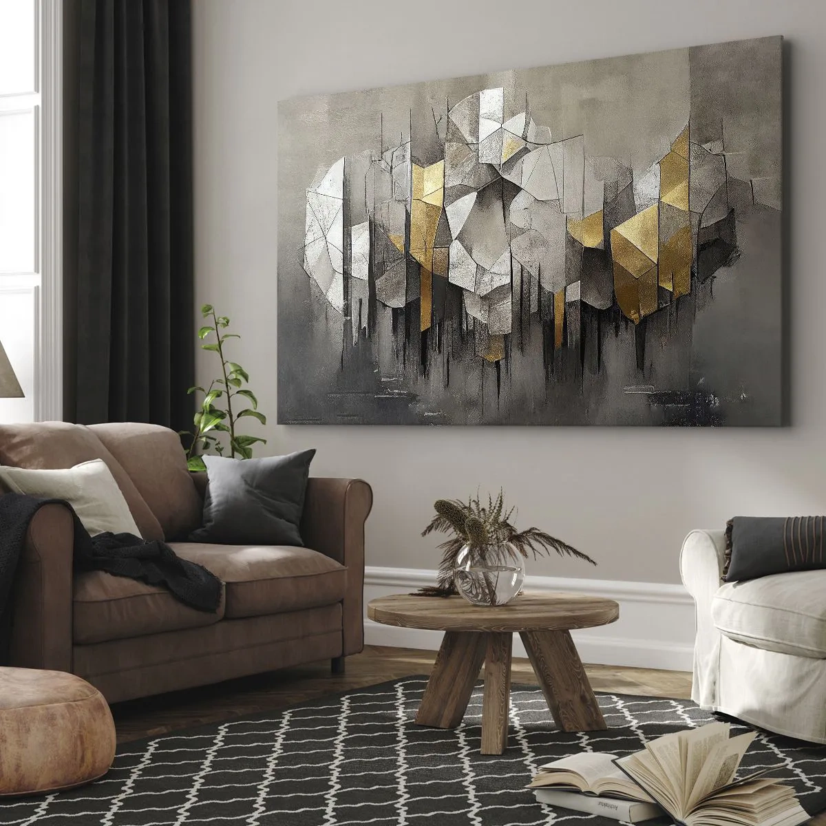 Canvastavla - Bild på duk - Komposition av is och ljus - 70x50 cm