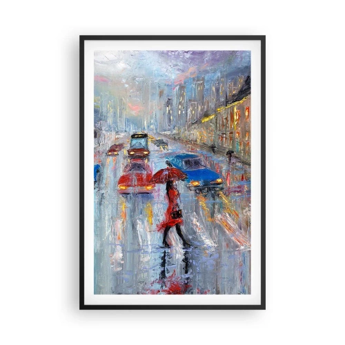 Affisch i svart ram - Regnig eftermiddag i staden - 61x91 cm