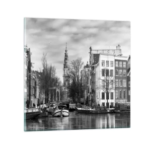 Glastavla - Bild på glas - Amsterdam stämning - 30x30 cm