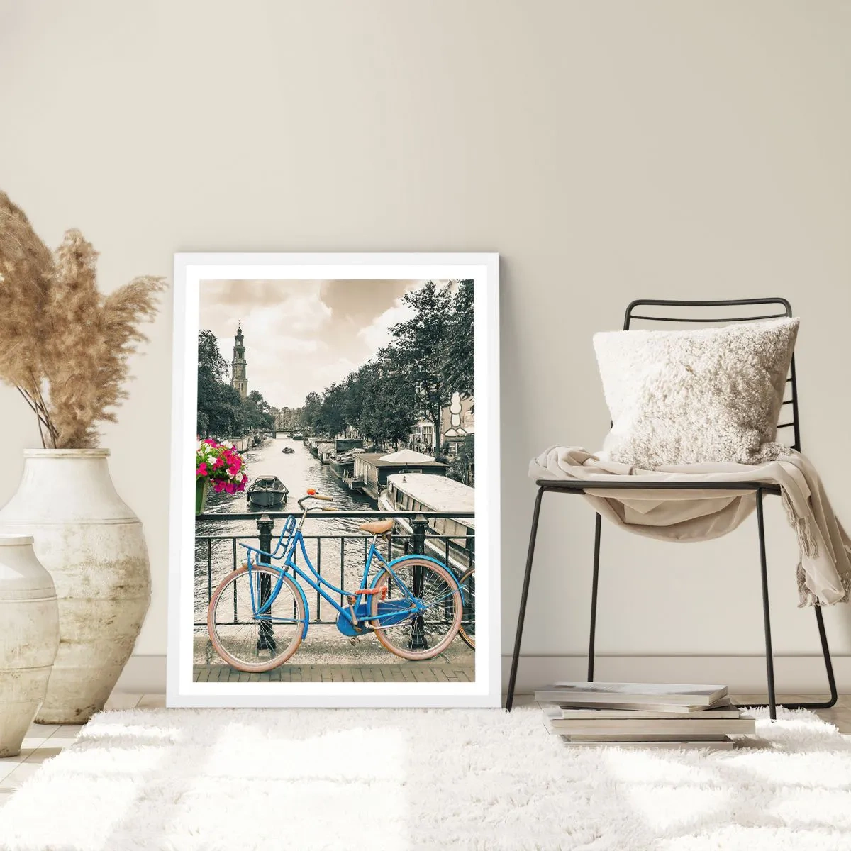 Affisch i vit ram - En Amsterdams gatas färger - 61x91 cm