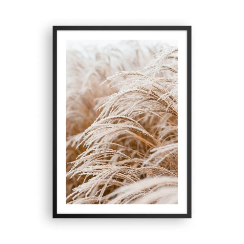Affisch i svart ram - Närbild av frostat gräs i ett vinterlandskap - 50x70cm - Buga för höstsolen - Modern väggdekoration för vardagsrum och sovrum ARTTOR