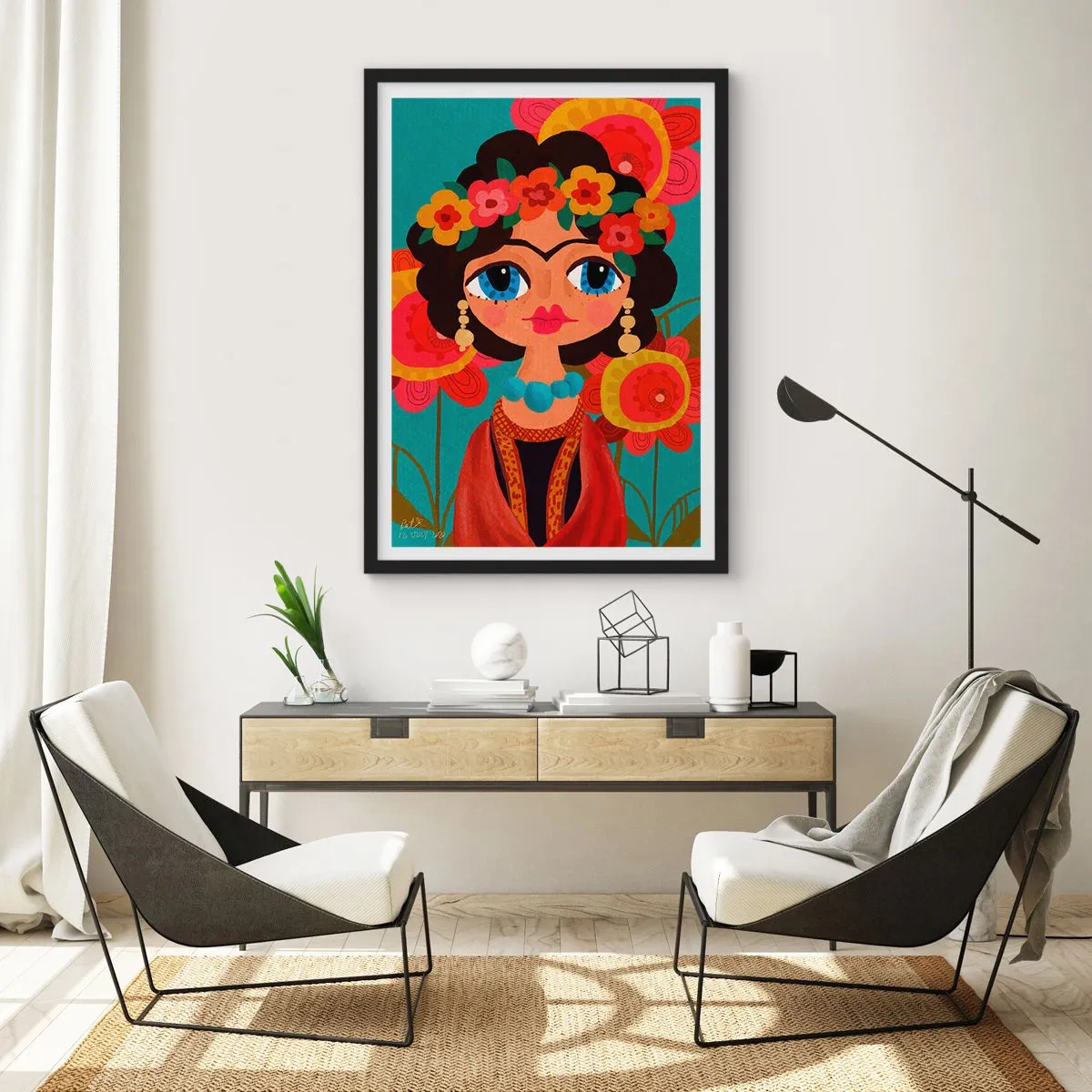 Affisch i svart ram - Vallmojungfru - 50x70 cm