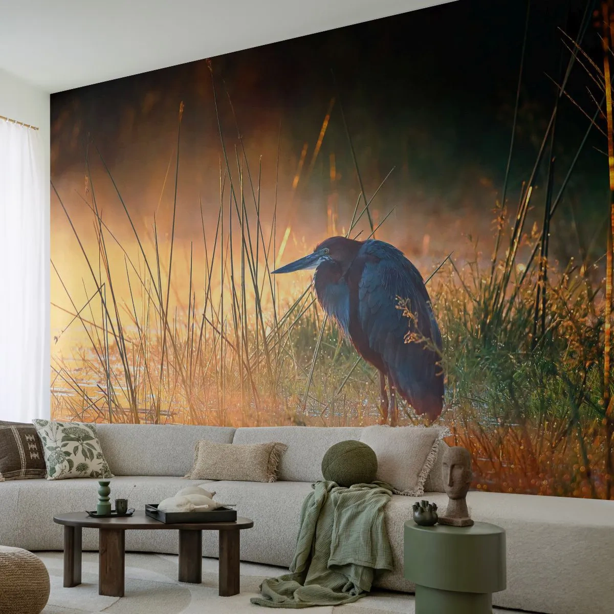 Fototapet Premium Sand - Sluta fota - Häger, Fågel, Natur - 350x256 cm