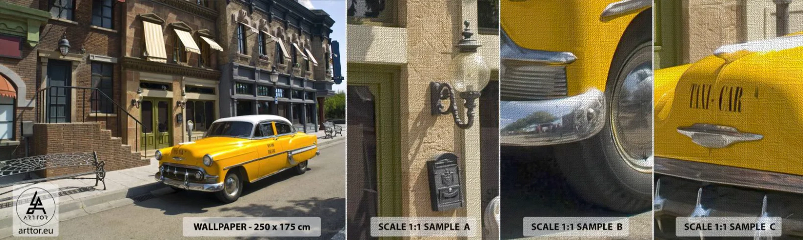 Provbit av fototapet Premium Canvas - Once Upon a Time in America - Stad, Taxi, New York - 100x30 cm