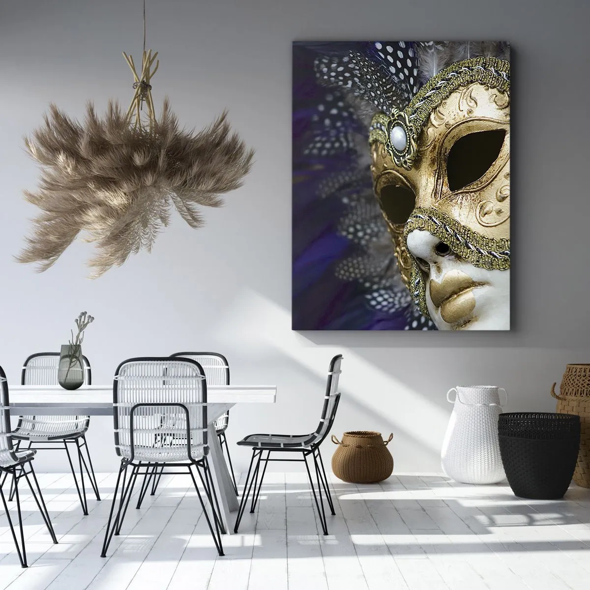 Canvastavla - Bild på duk - Venedigporträtt i guld - 45x80 cm