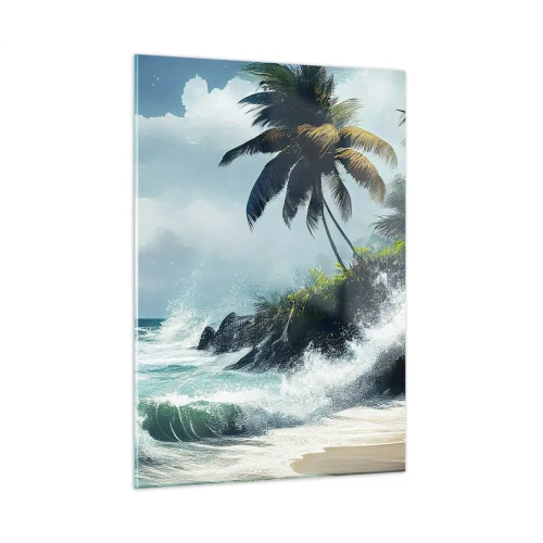 Glastavla - Bild på glas - På en tropisk strand - 50x70 cm