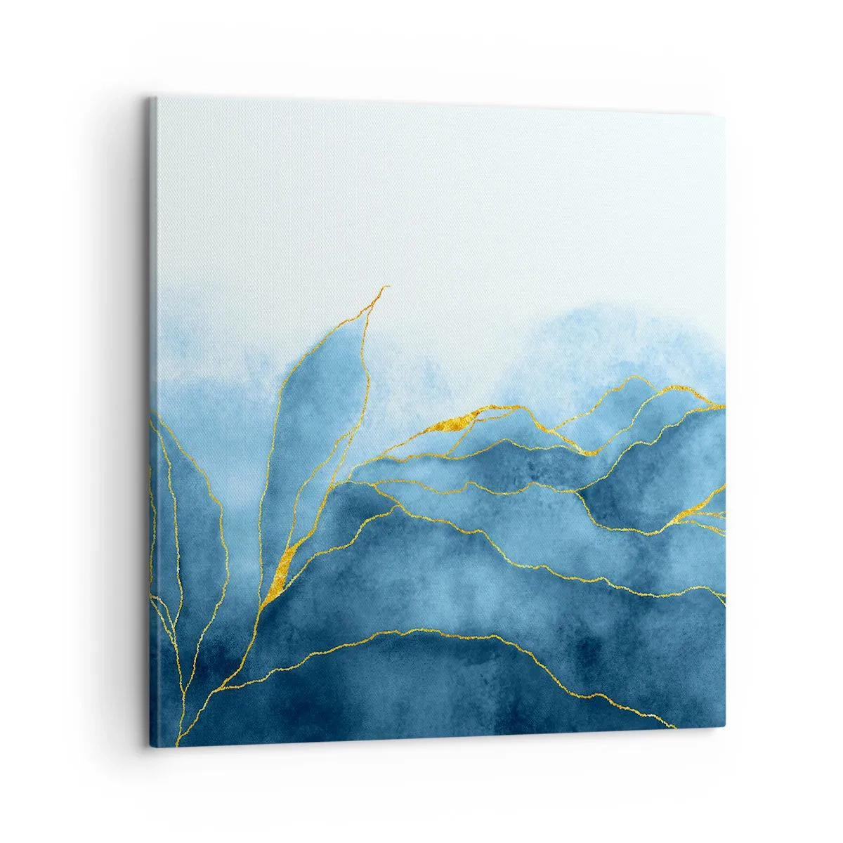 Canvastavla - Bild på duk - Blått i guld - 60x60 cm