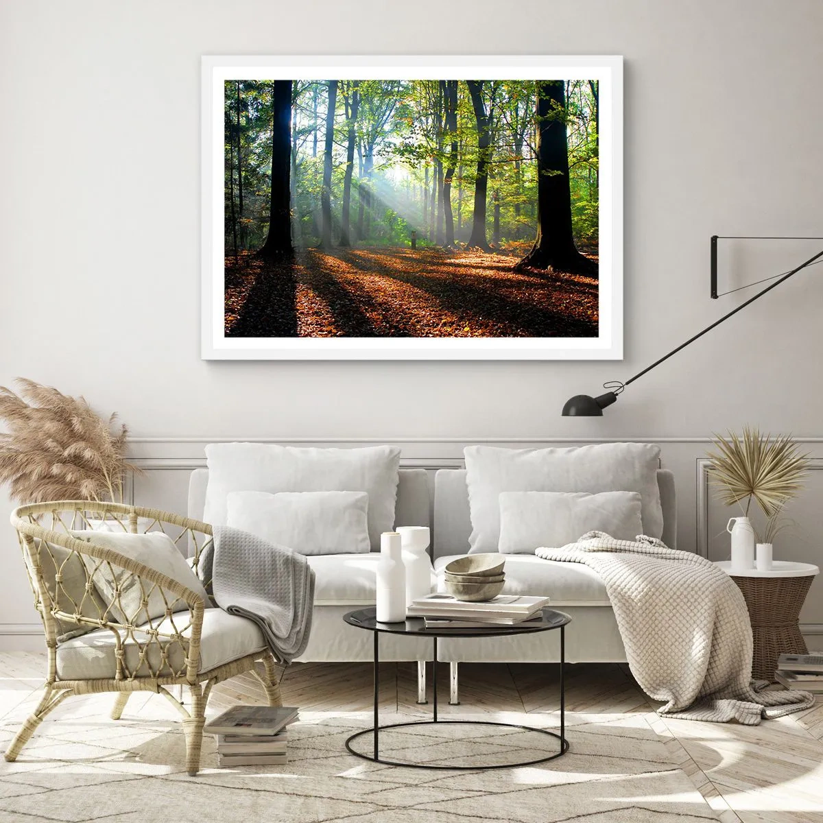 Affisch i vit ram - Sken-och skuggspel - 100x70 cm