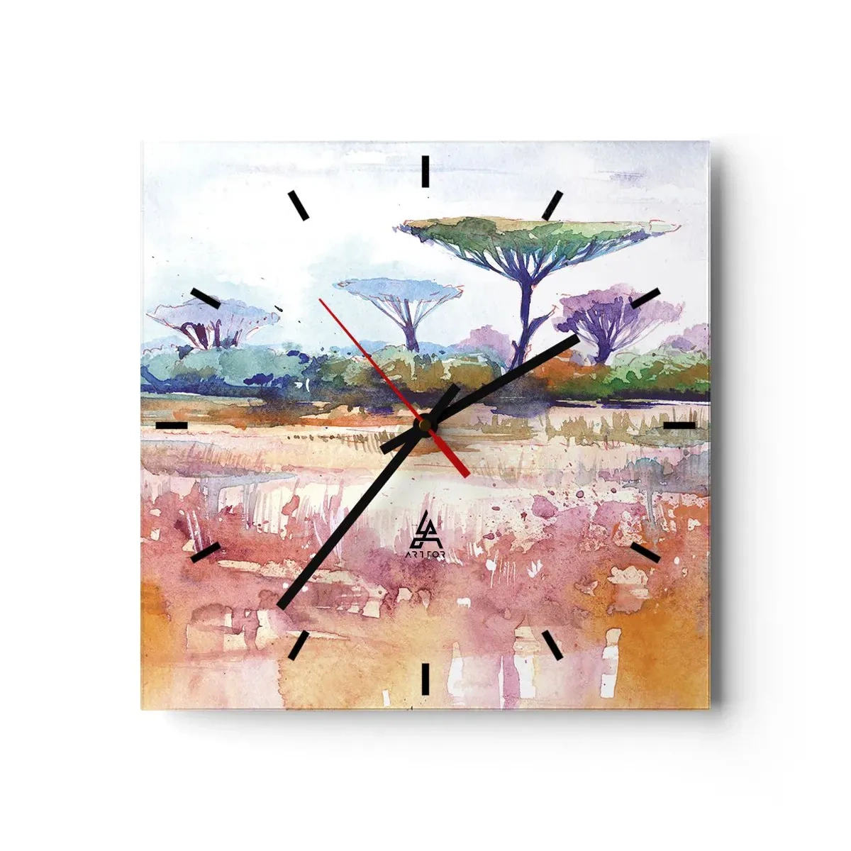 Väggklocka - Klocka på glas - Savannens färg - 30x30 cm