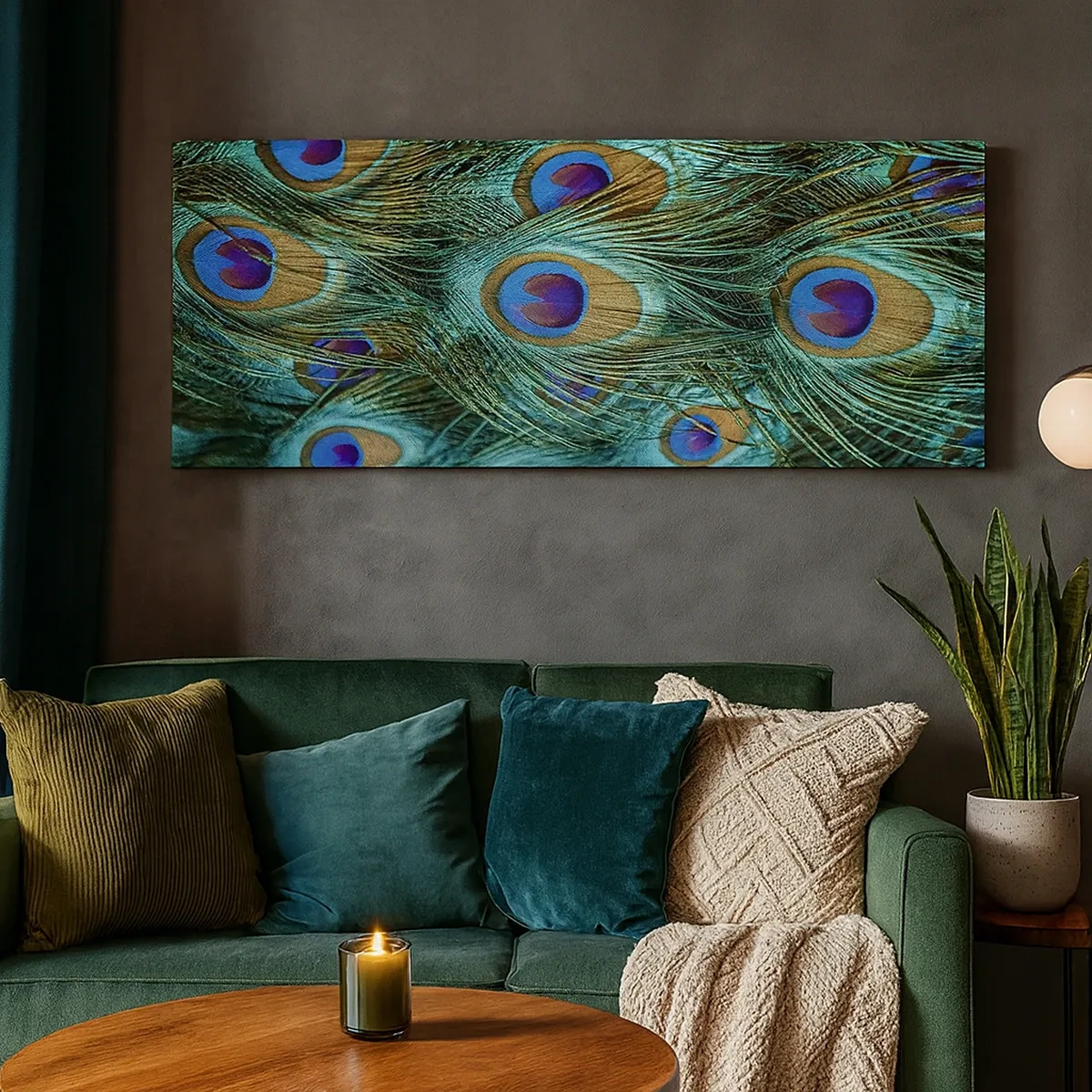 Canvastavla - Bild på duk - Påfågels blick - 30x30 cm