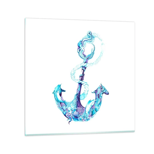 Glastavla - Bild på glas - Håller havets hemligheter - 30x30 cm